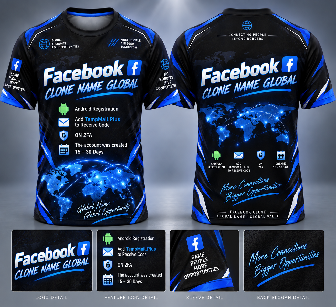 Facebook Clone Name Global - Android Registration - Add TempMail.Plus to Receive Code - ON 2FA - The account was created 15 – 30 Days