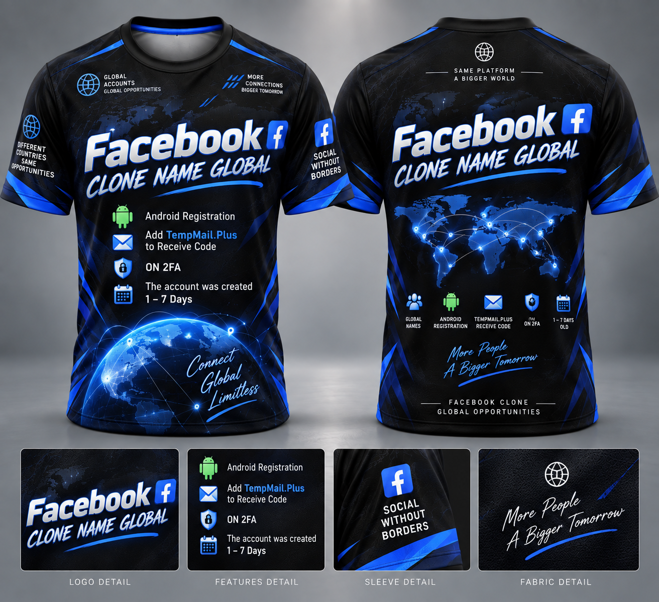 Facebook Clone Name Global - Android Registration - Add TempMail.Plus to Receive Code - ON 2FA - The account was created 1 – 7 Days
