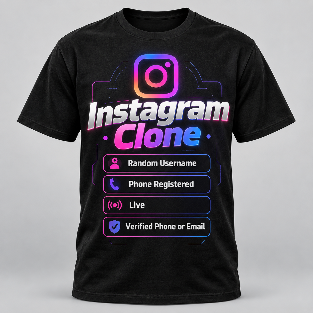 Instagram Clone · Random Username · Phone Registered · Live · Verified Phone or Email · 2FA On · Aged 1–30 Days